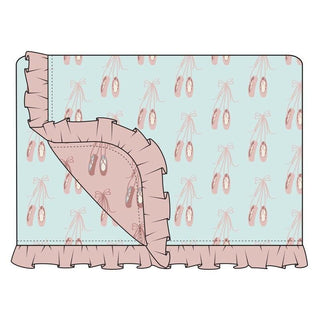 Custom Print Bamboo Ruffle Double Layer Throw Blanket - Fresh Air Ballet & Baby Rose Ballet with Baby Rose, One Size Swaddling & Receiving Blankets