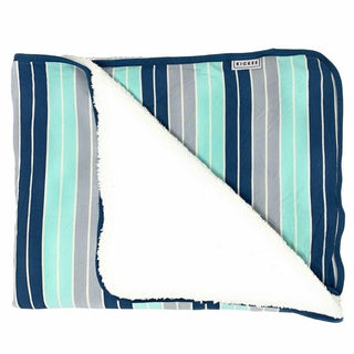 Custom Print Bamboo Sherpa-Lined Toddler Blanket - Sport Stripe with Deep Sea, One Size Swaddling & Receiving Blankets