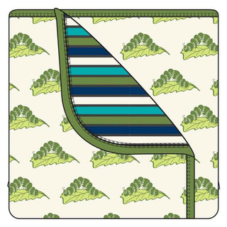 Custom Print Bamboo Toddler Blanket - Natural Caterpillar with Botany Grasshopper Stripe Backing & Grasshopper Trim, One Size Swaddling & Receiving Blankets