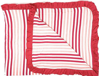 Custom Bamboo Ruffle Toddler Blanket - Forest Fruit Stripe with Forest Fruit Stripe Reverse Swaddling & Receiving Blankets