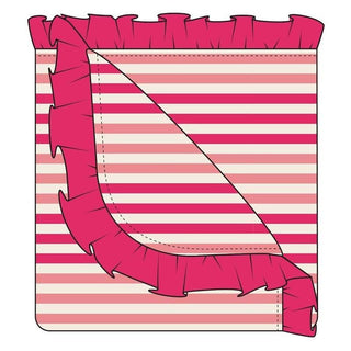 KicKee Pants Custom Ruffle Toddler Blanket - Forest Fruit Stripe with Forest Fruit Stripe Reverse