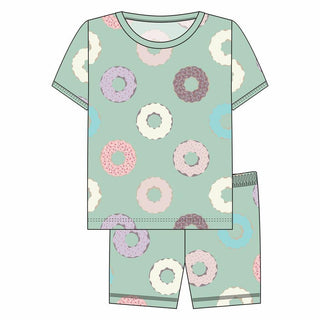 KicKee Pants Custom Short Sleeve Pajama Set with Shorts - Pistachio Donuts with Pistachio Trim | Stylish Sleepies offer designs that make bedtime beautiful.