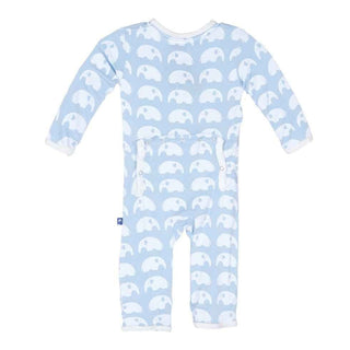 Essentials Boys Bamboo Coverall with Snaps, Pond Elephant KicKee Pants