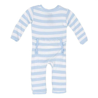 Essentials Boys Bamboo Coverall with Snaps, Pond Stripe KicKee Pants