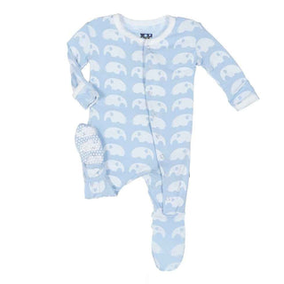 Essentials Boys Bamboo Footie with Snaps, Pond Elephant Baby & Toddler Sleepwear