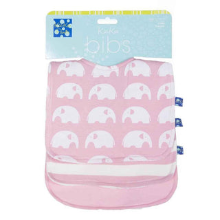 KicKee Pants Essentials Girls Bib Set 3 Pk- Lotus Stripe, Lotus and Lotus Elephant, One Size