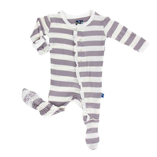 Essentials Print Bamboo Classic Ruffle Footie with Snaps - Feather Contrast Stripe Baby & Toddler Sleepwear