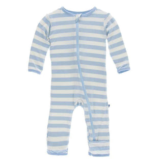 Essentials Print Bamboo Coverall with Zipper - Pond Stripe Baby & Toddler Sleepwear