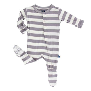 Essentials Print Bamboo Footie with Snaps - Feather Contrast Stripe Baby & Toddler Sleepwear