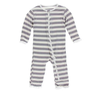 Essentials Print Bamboo Layette Classic Ruffle Coverall with Zipper - Feather Contrast Stripe Baby & Toddler Sleepwear