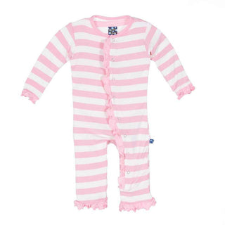 Essentials Print Bamboo Layette Classic Ruffle Coverall with Zipper - Lotus Stripe Baby & Toddler Sleepwear