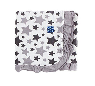 Essentials Print Bamboo Ruffle Stroller Blanket, Feather/Rain Stars Swaddling & Receiving Blankets