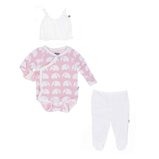 Essentials Bamboo Ruffle Newborn Gift Set, Lotus Elephant KicKee Pants