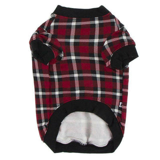 KicKee Pants Fleece Dog Tee - Crimson 2020 Holiday Plaid