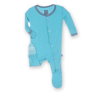 Solid Bamboo Footie with Snaps - Boy Confetti with Dusty Sky KicKee Pants