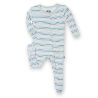 Bamboo Footie with Snaps - Boy Desert Stripe KicKee Pants