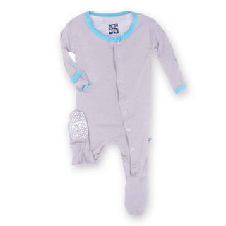 Solid Bamboo Footie with Snaps - Boy Feather with Confetti KicKee Pants