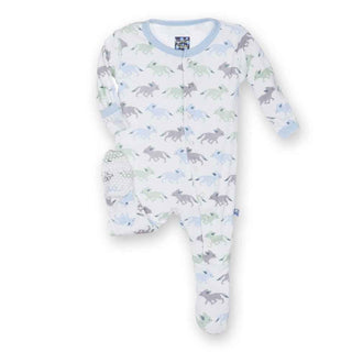 Bamboo Footie with Snaps - Boy Natural Desert Fox KicKee Pants