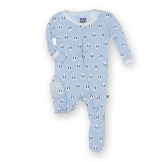 Bamboo Footie with Snaps - Boy Pond Scarab KicKee Pants