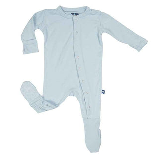 Kickee Pants Solid Boy's Footie with Snaps - Pond