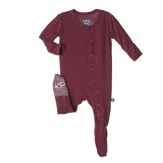 Solid Bamboo Footie with Snaps - Scarlet Baby & Toddler Sleepwear