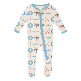 Kickee Pants 2-Way Zipper Footie - Natural Lake Life | Baby Riddle