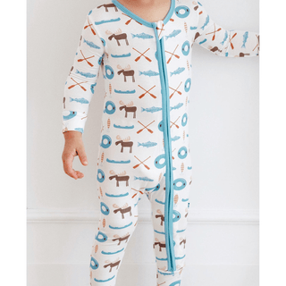 Kickee Pants 2-Way Zipper Footie - Natural Lake Life | Baby Riddle