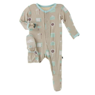 Bamboo Footie with Snaps - Burlap Kickee Kitchen Baby & Toddler Sleepwear