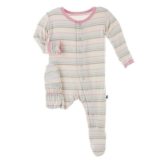 Bamboo Footie with Snaps - Cupcake Stripe Baby & Toddler Sleepwear