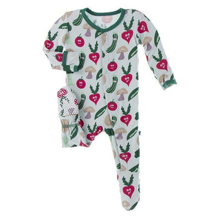 Bamboo Footie with Snaps - Illusion Blue Happy Veggies Baby & Toddler Sleepwear