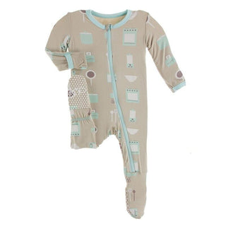 Bamboo Footie with Zipper - Burlap Kickee Kitchen Baby & Toddler Sleepwear