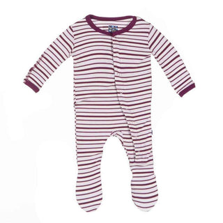 Girl's Bamboo Footie with Snaps, Girl Animal Stripe Baby & Toddler Sleepwear