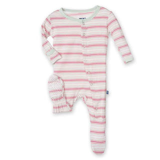 Girl's Bamboo Footie with Snaps - Girl Desert Stripe KicKee Pants