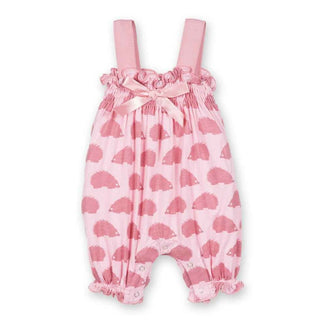 Girl's Bamboo Gathered Romper with Bow - Lotus Porcupine KicKee Pants