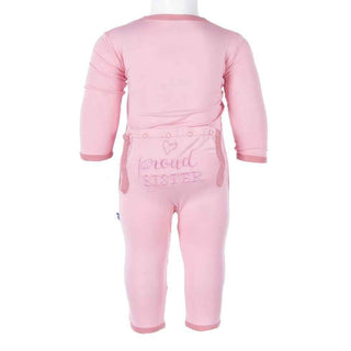 Girl's Bamboo Holiday Fitted Applique Coverall - Lotus Proud Sister KicKee Pants