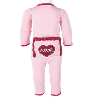 Valentine's Bamboo Muffin Ruffle Applique Coverall - Lotus Sweet Heart KicKee Pants