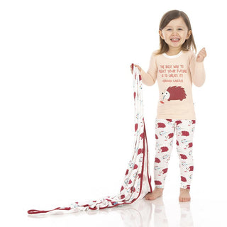 Girl's Bamboo Long Sleeve Graphic Tee Pajama Set - Natural Art Class Baby & Toddler Sleepwear