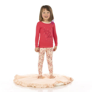 KicKee Pants Girls Long Sleeve Graphic Tee Pajama Set - Peach Blossom Music Class