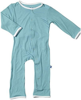 Girl's Print Bamboo Applique Coverall with Snaps - Glacier Ice Skates KicKee Pants