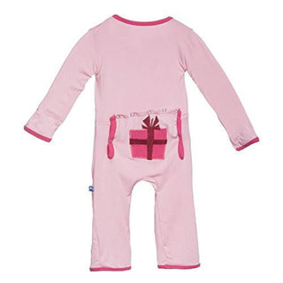 Girl's Print Bamboo Applique Coverall With Snaps - Lotus Presents KicKee Pants