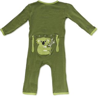 Girl's Print Bamboo Applique Coverall with Snaps - Moss Koala Baby & Toddler Sleepwear