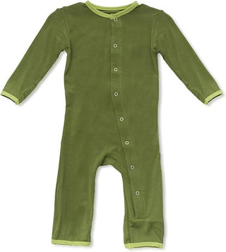 Girl's Print Bamboo Applique Coverall with Snaps - Moss Koala KicKee Pants