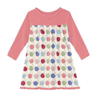 KicKee Pants Girl's Print Bamboo Classic Long Sleeve Swing Dress - Lula's Lollipops