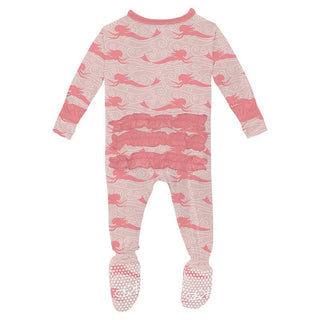 Girl's Print Bamboo Classic Ruffle Footie with 2-Way Zipper - Baby Rose Mermaid Baby & Toddler Sleepwear