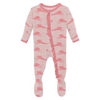 Girl's Print Bamboo Classic Ruffle Footie with 2-Way Zipper - Baby Rose Mermaid Baby & Toddler Sleepwear