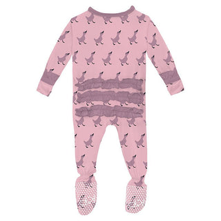 Girl's Print Bamboo Classic Ruffle Footie with 2-Way Zipper - Cake Pop Ugly Duckling Baby & Toddler Sleepwear