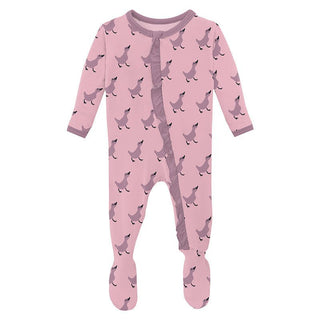 Girl's Print Bamboo Classic Ruffle Footie with 2-Way Zipper - Cake Pop Ugly Duckling Baby & Toddler Sleepwear