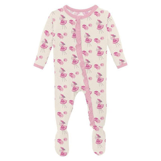 Girl's Print Bamboo Classic Ruffle Footie with 2-Way Zipper - Natural Little Bo Peep Baby & Toddler Sleepwear