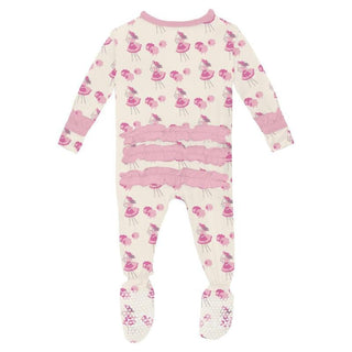 Girl's Print Bamboo Classic Ruffle Footie with 2-Way Zipper - Natural Little Bo Peep Baby & Toddler Sleepwear