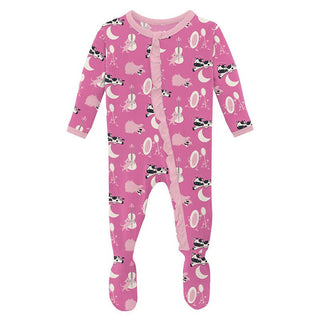 Girl's Print Bamboo Classic Ruffle Footie with 2-Way Zipper - Tulip Hey Diddle Diddle Baby & Toddler Sleepwear